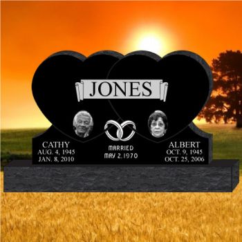 54x6x32 Black All Laser Etched Double Heart #1234L