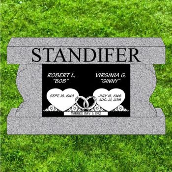 36x13x20 Gray P5 Cremation Bench Curved Legs #1238