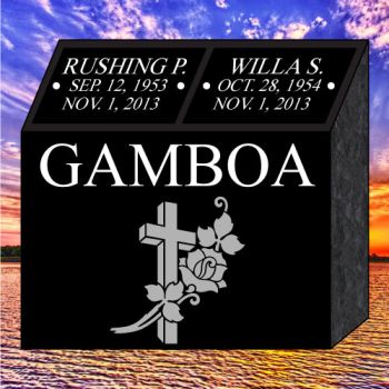 18x9x18 Melrose Black Double Cremation Pillar #1310