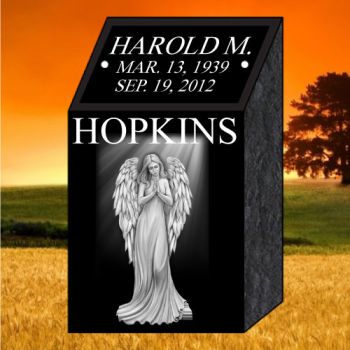 10x9x18 Black All Laser Etched Cremation Pillar #1311L