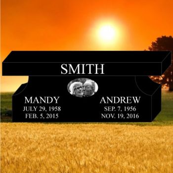 48x14x18 Black P5 All Laser Etched 2 Piece Style D 6" Hole Bench #1461L