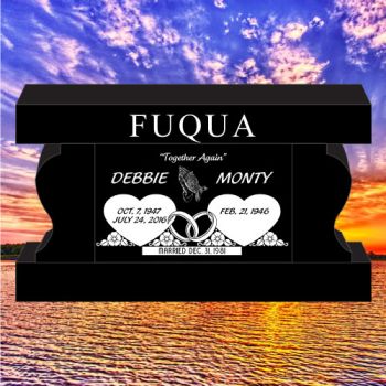 36x13x20 Black P5 Cremation Bench Curved Legs #1890