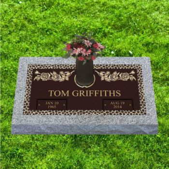 24x12 Bronze on 28x16 Gray Grassmarker GB-402 with Vase #255