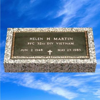 28x16 Moonlight Gray Granite 24x12 Military Marker Provided from Military #271