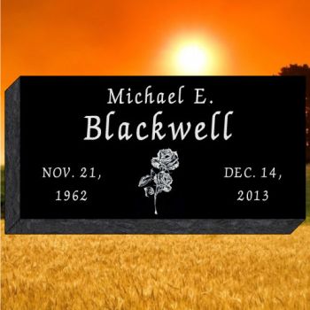 24x12x4 Black All Laser Etched Grassmarker #308-FL