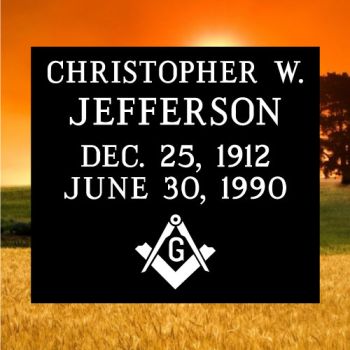 13.5x12 Union Cemetery Black Niche Plate #3337