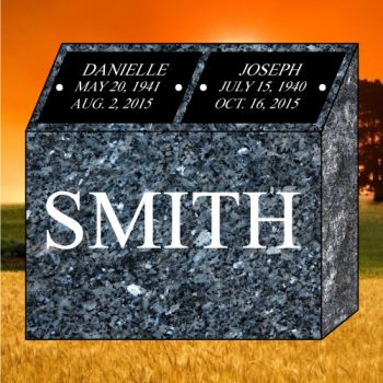 18x9x18 Blue Pearl Double Cremation Pillar #3494