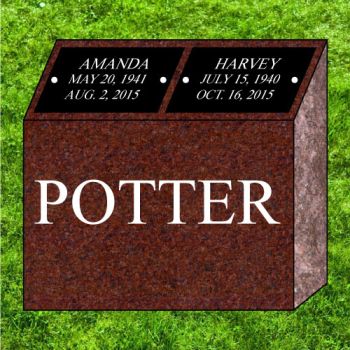 18x9x18 India Red Double Cremation Pillar #3513