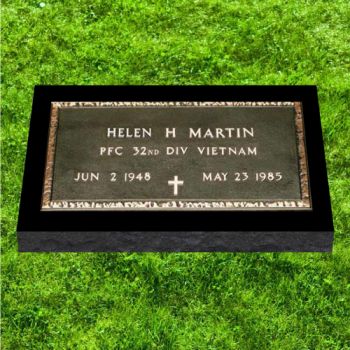 28x16 Black Granite 24x12 Military Marker Provided from Military #919